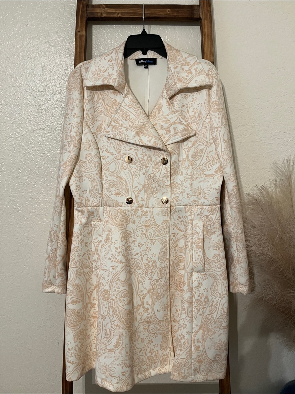 Aliceblue paisley pea coat